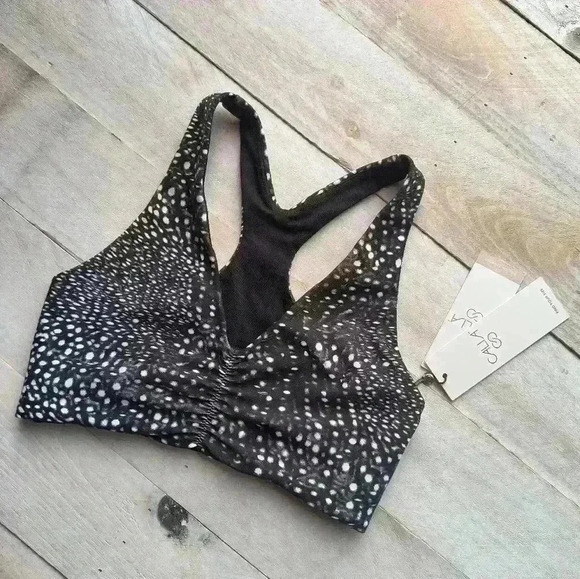 NWT Calia Women's Sports Bra Essentials Cinch Front Polka Dot XS Stretch - Picture 2 of 6